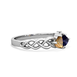 Citrine Heart To Heart Braid 14K White Gold ring R5870