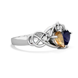 Citrine 'One Heart' Celtic Knot Claddagh 14K White Gold ring R5322