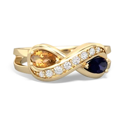 Citrine Diamond Infinity 14K Yellow Gold ring R5390