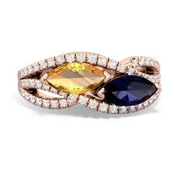 Citrine Diamond Rivers 14K Rose Gold ring R3070