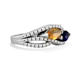 Citrine Diamond Rivers 14K White Gold ring R3070