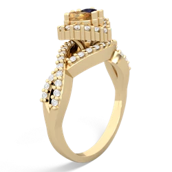 Citrine Diamond Twist 'One Heart' 14K Yellow Gold ring R2640HRT