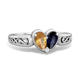 Citrine Filligree 'One Heart' 14K White Gold ring R5070