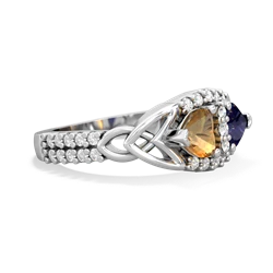 Citrine Sparkling Celtic Knot 14K White Gold ring R2645