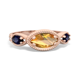 Citrine Milgrain Marquise 14K Rose Gold ring R5700