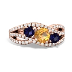 Citrine Three Stone Aurora 14K Rose Gold ring R3080