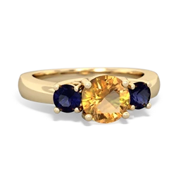 Citrine Three Stone Round Trellis 14K Yellow Gold ring R4018