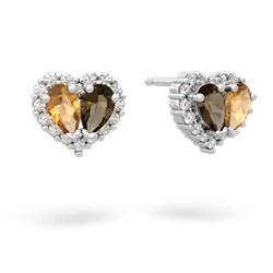 Citrine Halo 14K White Gold earrings E7008