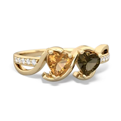 Citrine Side By Side 14K Yellow Gold ring R3090