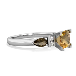 Citrine 6Mm Princess Eternal Embrace Engagement 14K White Gold ring C2002