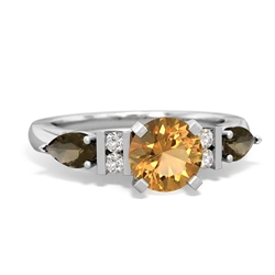 Citrine 6Mm Round Eternal Embrace Engagement 14K White Gold ring R2005