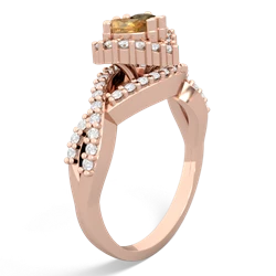 Citrine Diamond Twist 'One Heart' 14K Rose Gold ring R2640HRT