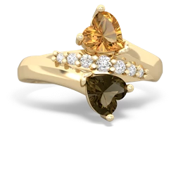 Citrine Heart To Heart 14K Yellow Gold ring R2064