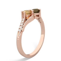 Citrine Infinity Pave Two Stone 14K Rose Gold ring R5285