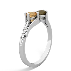 Citrine Infinity Pave Two Stone 14K White Gold ring R5285