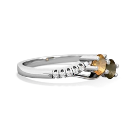 Citrine Infinity Pave Two Stone 14K White Gold ring R5285