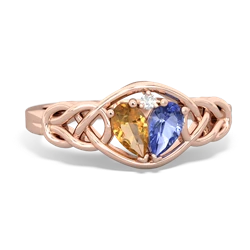 Citrine Celtic Love Knot 14K Rose Gold ring R5420