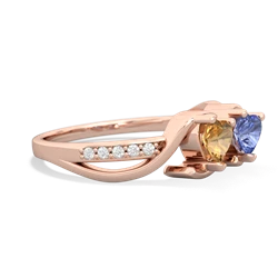 Citrine Side By Side 14K Rose Gold ring R3090