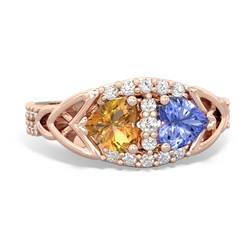 Citrine Sparkling Celtic Knot 14K Rose Gold ring R2645