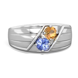 Citrine Men's Streamline 14K White Gold ring R0460