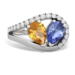 Citrine Nestled Heart Keepsake 14K White Gold ring R5650