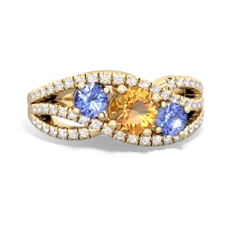 Citrine Three Stone Aurora 14K Yellow Gold ring R3080