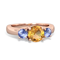 Citrine Three Stone Round Trellis 14K Rose Gold ring R4018