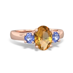 Citrine Three Stone Oval Trellis 14K Rose Gold ring R4024