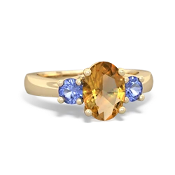 Citrine Three Stone Oval Trellis 14K Yellow Gold ring R4024