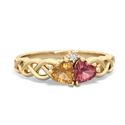 Citrine Heart To Heart Braid 14K Yellow Gold ring R5870