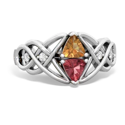 Citrine Keepsake Celtic Knot 14K White Gold ring R5300