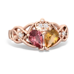 Citrine 'One Heart' Celtic Knot Claddagh 14K Rose Gold ring R5322