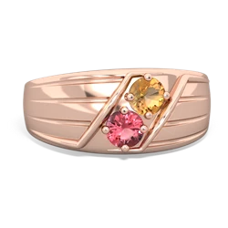 Citrine Men's Streamline 14K Rose Gold ring R0460