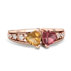 Citrine Heart To Heart 14K Rose Gold ring R3342