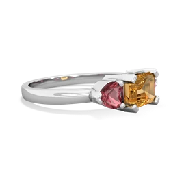 Citrine Three Stone 14K White Gold ring R5235