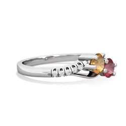 Citrine Infinity Pave Two Stone 14K White Gold ring R5285