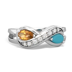 Citrine Diamond Infinity 14K White Gold ring R5390