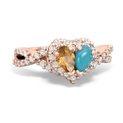 Citrine Diamond Twist 'One Heart' 14K Rose Gold ring R2640HRT