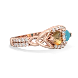 Citrine Sparkling Celtic Knot 14K Rose Gold ring R2645