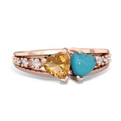 Citrine Heart To Heart 14K Rose Gold ring R3342