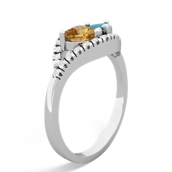 Citrine Mother And Child 14K White Gold ring R3010