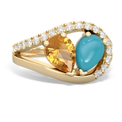 Citrine Nestled Heart Keepsake 14K Yellow Gold ring R5650