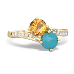 Citrine Channel Set Two Stone 14K Yellow Gold ring R5303