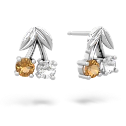 Citrine Sweet Cherries 14K White Gold earrings E7001