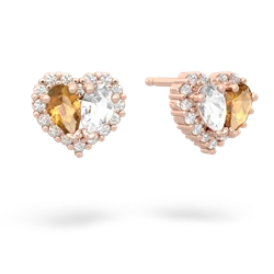 Citrine Halo 14K Rose Gold earrings E7008