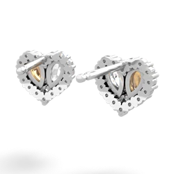 Citrine Halo 14K White Gold earrings E7008