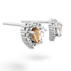 Citrine Halo 14K White Gold earrings E7008