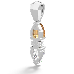 Citrine Bowtie Drop 14K White Gold pendant P0865