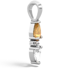 Citrine Bowtie Drop 14K White Gold pendant P0865