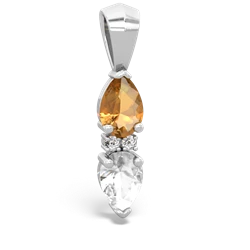 Citrine Bowtie Drop 14K White Gold pendant P0865